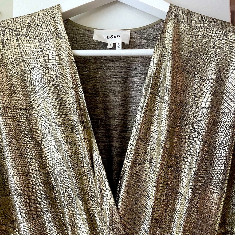 ba&sh Gold Metallic Snakeskin Dress - Small